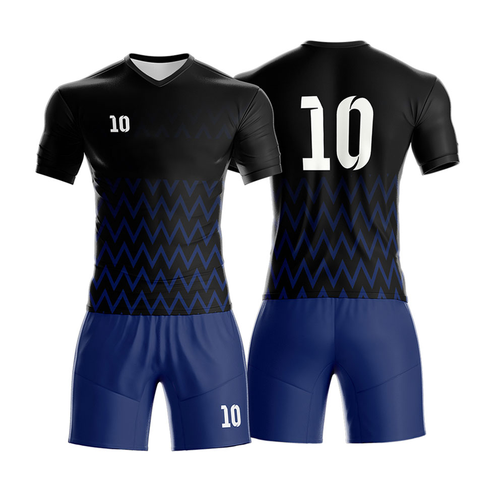 705 blue and black soccer jersey and short